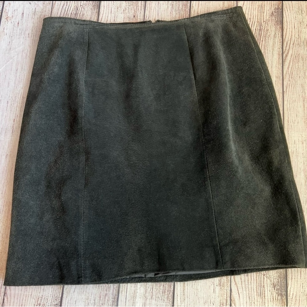 FORENZA Vintage Suede Leather Lined Skirt Black 8
